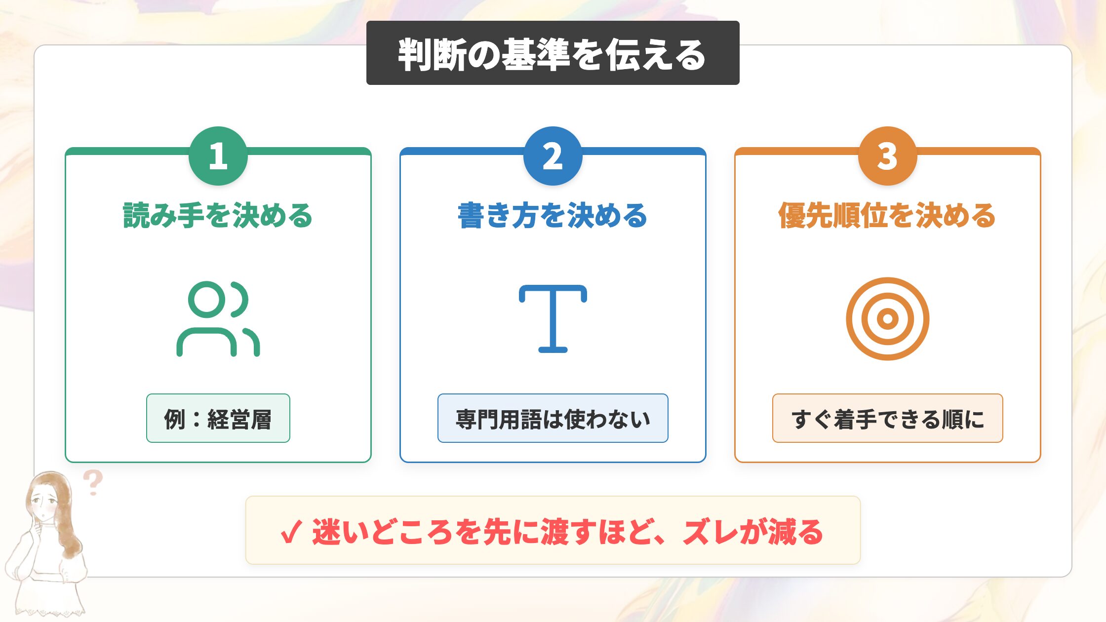 判断の基準を伝える