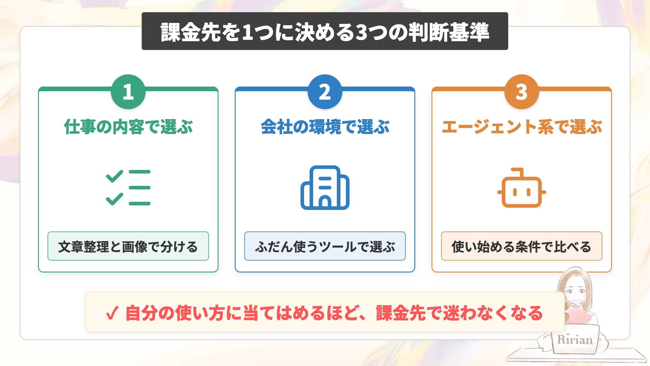 課金先を1つに決める3つの判断基準